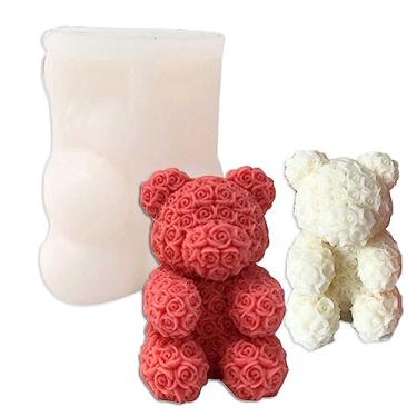 Imagem de Tone Fun Moldes de silicone em forma de urso rosa para fazer velas, resina, velas de aromaterapia, sabonete de cera artesanal, decoração de casa, artesanato