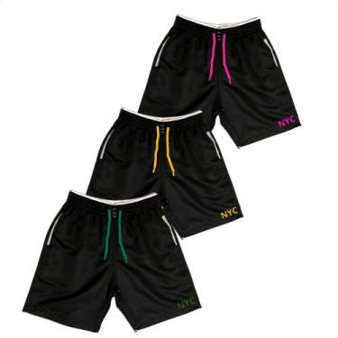 Imagem de Kit 3 Short Masculino Praia Piscina Academia Passeio Tactel Reforçado 