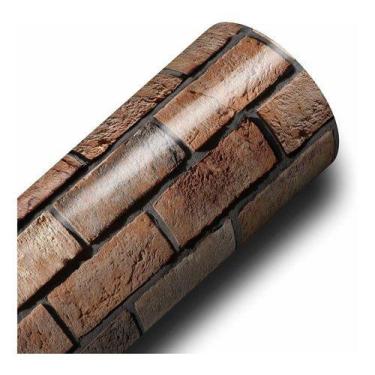 Imagem de Papel De Parede Adesivo Tijolo Tijolinho Marrom Rústico Rolo 10m. - Le