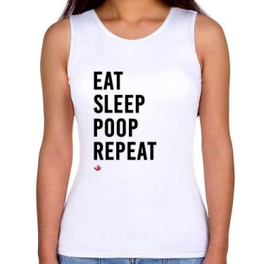 Imagem de Regata Feminina Eat, Sleep, Poop, Repeat - Foca na Moda, Branco, M