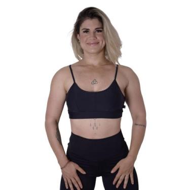 Imagem de Top feminino fitness com bojo poliamida treino academia Modelo Cross -