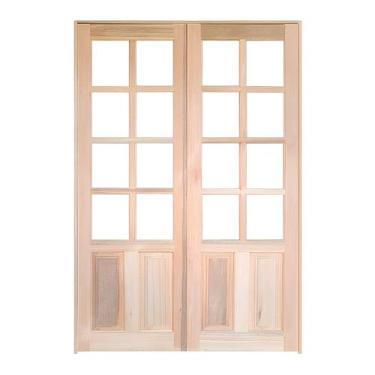 Imagem de Porta Balcão de Abrir Meia Almofada Reta de Madeira Padrão Cedro Baten