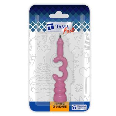 Imagem de Vela de aniversário Número Rosa bebe Nº 3 com 10 un. - TAMAROZZI EMBAL