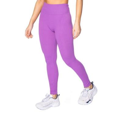 Imagem de Legging Feminina The Style Box Canelada Sem Costura Roxo, Roxo, P