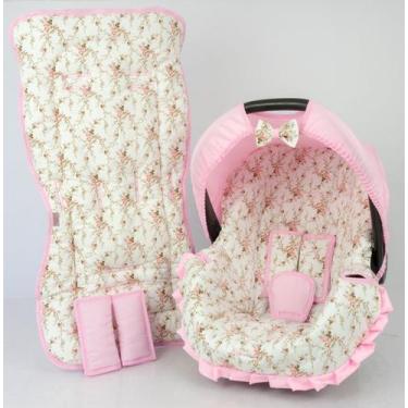 Imagem de Capa de bebê conforto e capa carrinho - flor bege nova - ALAN PIERRE B