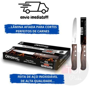 Imagem de Faca Churrasco Linha Jumbo - Lâmina em Aço Inox e Cabo em Madeira Poly