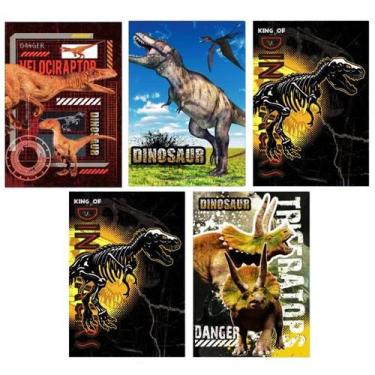 Imagem de Kit 5 Caderno Dino Brochurão Capa Dura 96 Folhas Costurado - Maxima ca