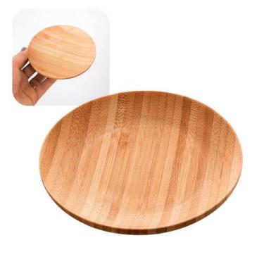 Imagem de Prato Pequeno De Bambu Pires Mini Aperitivo Canapés Multiuso 11cm Vero