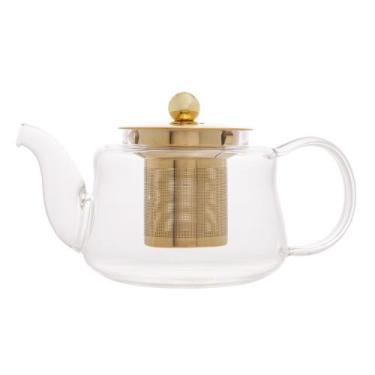 Imagem de Chaleira de Vidro Borossilicato com Difusor de Inox Dourado 600ml - Wo