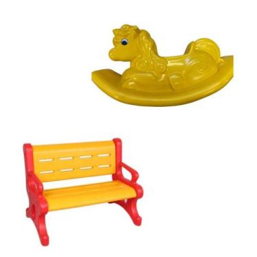 Imagem de Banco Plástico com Unicórnio  Kit Playground Infantil Ideal para Menin