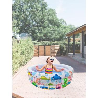 Imagem de Piscina Inflável 3 anéis 180 litros Fundo do Mar. - AgoraVai