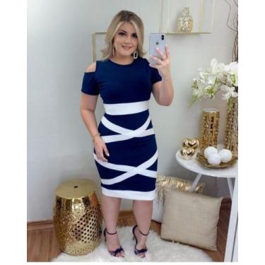 Imagem de Vestido Midi Plus Size X Moda Feminina Evangélica - MISS FLOWER, Marin