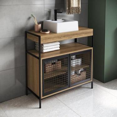 Imagem de Gabinete de Banheiro Industrial de Chão 80cm P1038 com Cuba Ametista -