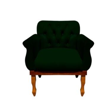 Imagem de Poltrona para Sala Decorativa Cadeira Estofada Capitonê Quarto Escritório (Suede Verde Musgo)