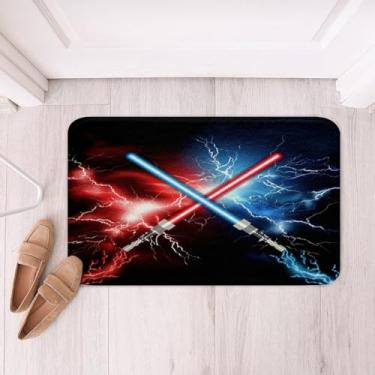 Imagem de Feelyou Tapetes de banheiro com sabre de luz 40,6 cm x 61 cm para crianças, vermelho, azul, Btah, para banheira, para meninos, adolescentes, sabre de luz, ilhós, tapetes de banho para banheiro,