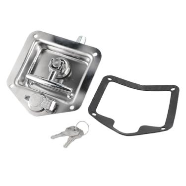 Imagem de Trava Com Alça T Dobrável Em Aço Inoxidável, Aço Zincado, Com Junta e Duas Chaves, para Caixas de Ferramentas de Caçamba de Caminhão, Portas de Trailer, Trailers e Campistas