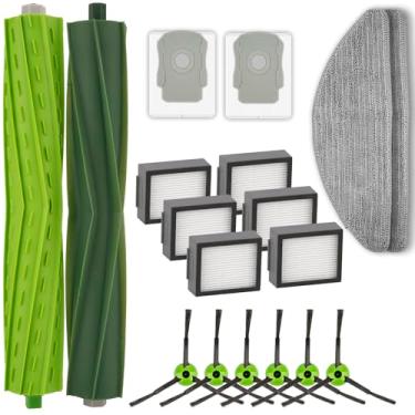 Imagem de (Pacote com 18) Combo i5 peças de substituição compatíveis com iRobot Roomba Combo i5, i5+, j5, j5+ Robot Aspirador, 2 escovas de rolo, 6 escovas laterais, 6 filtros, 2 sacos de pó, 2 almofadas de