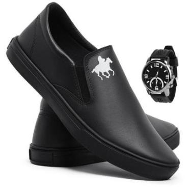 Imagem de Kit Tênis Slip On Iate Sem Cadarço + Relógio Masculino-Masculino