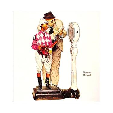 Imagem de JZSDGB Norman Rockwell Prints-Canvas Print Wall Art Famous Painting-'Weighing in' Art Reprodução Canvas Picture Posters-para decoração de parede de sala de estar 20x20cm (9x9in) sem moldura