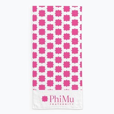 Imagem de Sorority Shop Toalha de praia Phi Mu - Design leve da marca 162 cm x 76 cm, cobertor de praia de microfibra macia, cobertor de toalha Phi Mu leve e durável, absorção de água, secagem rápida