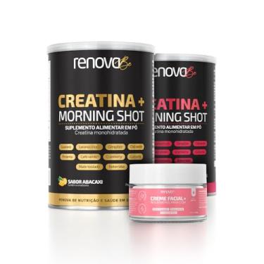 Imagem de 2 Potes Creatina + Morning Shot com Creme Resveratrol- Renova Be (144, 1 Abacaxi - 1 Morango com Limão)