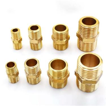 Imagem de Adaptador rápido de conexão de niple sextavado para tubo de latão 1/8" 1/4" 3/8" 1/2" 3/4" 1" 1-1/4"BSP Rosca macho, G1I2, G3I4