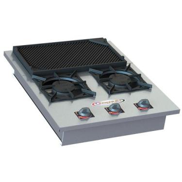 Imagem de Fogão 2 Bocas de Embutir Baixa Pressão 2 QS com Chapeira Inox SL13002-