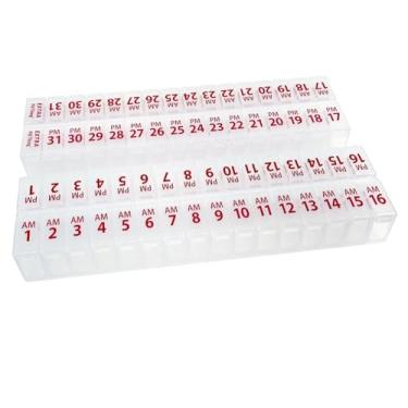 Imagem de Conjunto de planejador de comprimidos mensal GG duas vezes por dia - organizador de medicamentos da manhã/tarde para 31 dias! O conjunto contém 2 organizadores por um mês. (GG - 31 dias AM/PM