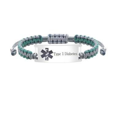 Imagem de Tobestu Pulseiras ajustáveis de alerta médico de aço inoxidável - Pulseira de identificação de informações de saúde com símbolo de emergência - YS5833, Adjustable, Nylon, Sem Pedra Preciosa
