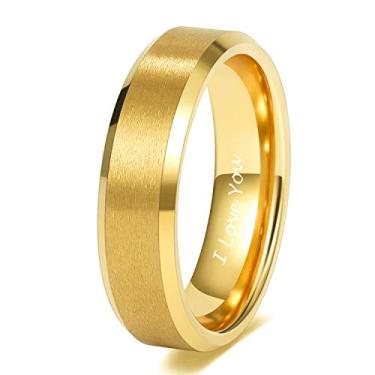 Imagem de Anéis de tungstênio de ouro 18 k da TRUMIUM 4 mm, 6 mm, 8 mm, ouro 18 quilates, alianças de casamento com acabamento fosco, bordas chanfradas, ajuste confortável, tamanho 4 – 13