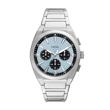 Imagem de Fossil Relógio masculino Everett cronógrafo de aço inoxidável, Prata