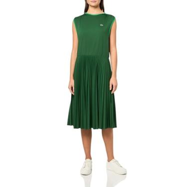 Imagem de Lacoste Vestido feminino plissado sem mangas, Verde, 42