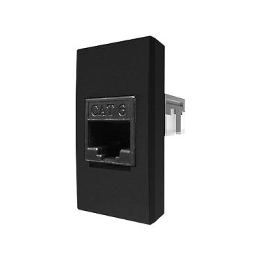 Imagem de Tomada RJ45 Cat 6E Preto Ébano Inova Pro Class Alumbra