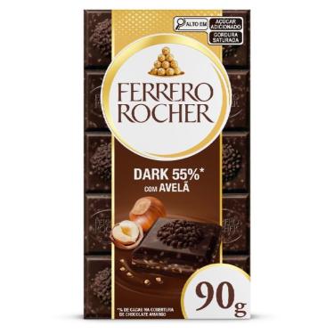 Imagem de Barra de Chocolate Polonês Amargo Recheio Avelã e Cacau Cobertura Dark 55% Ferrero Rocher 90g