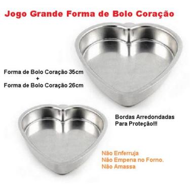 Imagem de Kit com 2 Formas de Bolo Coração Grande e Média - Assadeira de Bolo Co