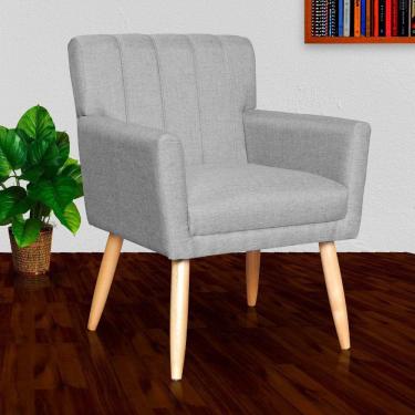 Imagem de Poltrona Decorativa Cecília Linho 01 Lugar Cinza