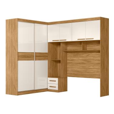 Imagem de Guarda Roupas Casal Modulado Com Cabeceira Freijó/off White Moval