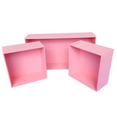 Imagem de Trio De Nicho Retangular Decorativo Quarto/sala 100% Mdf Rosa