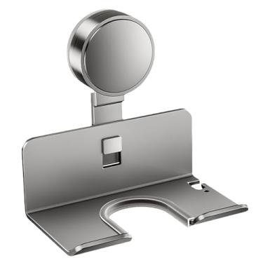 Imagem de Suporte para secador de cabelo, 15,5 cm x 14,5 cm de aço carbono tipo sucção de plástico transparente montado na parede para rack de banheiro (transparente)