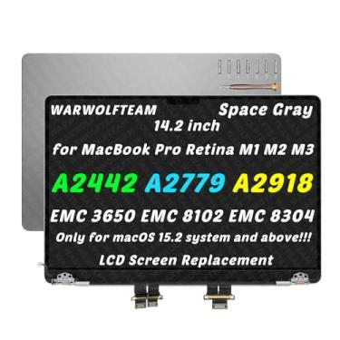 Imagem de WARWOLFTEAM Tela LCD LED de 14,2 polegadas compatível com MacBook Pro A2442 A2779 A2918 Retina M1 M2 M3 2021 2023 EMC 3650 EMC 8102 EMC 8304 3024 x 1964 LCD LED conjunto completo (cinza espacial)
