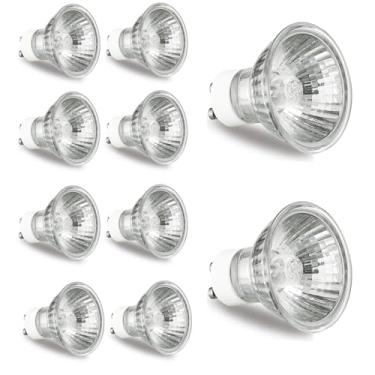 Imagem de GODONLIF Lâmpada Halógena Gu10 120V 50W Para Aquecedor De Velas, Gu10+C, Mr16 Com Tampa De Vidro, 2700K Branco Quente, Regulável, Pacote Com 10