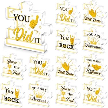 Imagem de Geelin 30 peças Apreciação Acrílico Prêmios Quebra-cabeça Troféus Presentes de Apreciação Empregado Granel Mini Prêmio Obrigado Troféu para Adultos Estudantes Equipe Professor Favores Sala de Aula