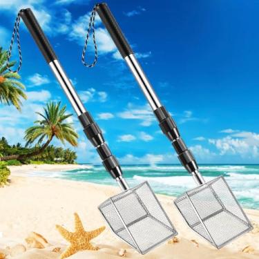 Imagem de 2 Ps Shell Scooper for Beach, Shark Tooth Sifter with Stainless Steel Adjustable Long Handle, Sand Sifter and Shovel Tool for The Beach to Collecting Shells, Shark Teeth Dipper for Kids and Adults