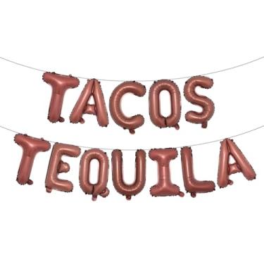 Imagem de Balão de tacos e tequila, faixa de taco multicolorida para festa de taco mexicana/terças-feiras de tacos/festa de tequila/festa/decorações de aniversário (chocolate TACOS TEQUILA)