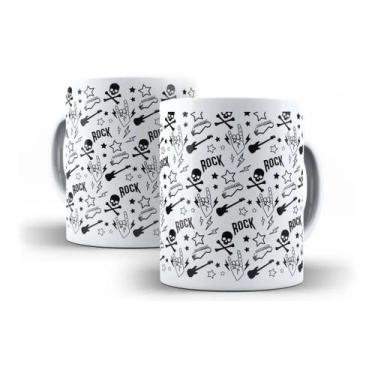 Imagem de Caneca Porcelana Rock Caveira Guitarra Música Presente - Villa Caneca