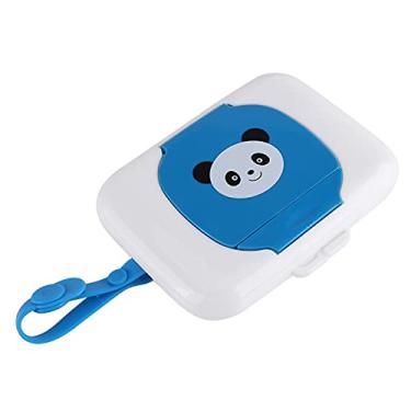 Imagem de Distribuidor Portátil de Lenços Umedecidos para Bebês, Caixa de Lenços Umedecidos para Carrinho de bebê Durável Em Material PP de Silicone para Uso Conveniente (panda azul)
