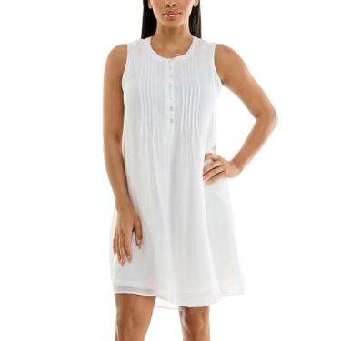 Imagem de Zac & Rachel Vestido feminino sem mangas com detalhe de pintucking frontal, Branco brilhante, P