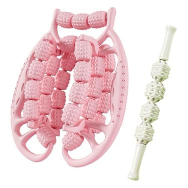 Imagem de Deevoka 29 rodas fáscia rolos musculares rolos de perna relaxamento muscular portátil Rolo de massagem de 360 ​​graus para fitness de cotovelo de tênis, Rosa