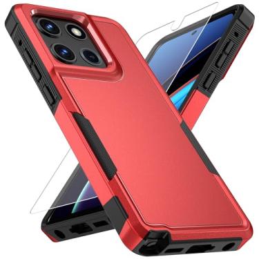 Imagem de Vinve Capa para Moto G Stylus 2025 com protetor de tela HD, à prova de choque de nível militar e proteção de camada dupla, capa de telefone com design de aderência antiderrapante, vermelha