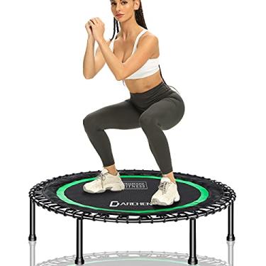 Imagem de Darchen Mini Trampolim de 450 libras para adultos, Trampolim de Exercício de Reembolso Pequeno para Treino Fitness para Balanços Silenciosos e Acolchoados com Segurança, [101,6 cm], 550F-Green-Wider Jumping Mat